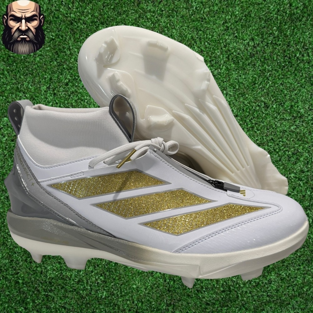 Adidas Adizero Impact 2.0 White Gold Baseball Cleats JH6719 Men's Size 12